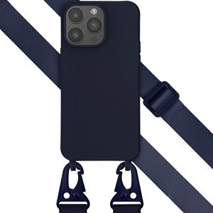 Selencia Siliconen hoesje met afneembaar koord voor de iPhone 14 Pro Max - Donkerblauw