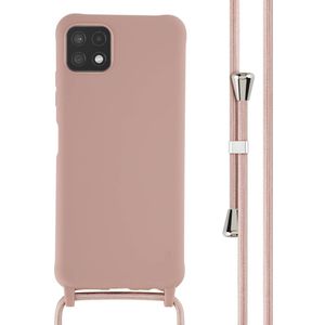 iMoshion Siliconen hoesje met koord voor de Samsung Galaxy A22 (5G) - Sand Pink