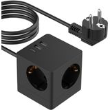 PowerCube - Strip - Zwart - Kunststof - Capaciteit voor 6 Apparaten