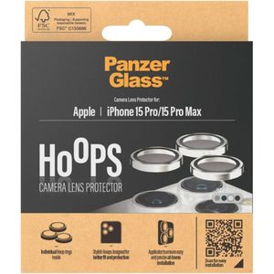 PanzerGlass Camera Protector Hoop Optic Rings voor de iPhone 15 Pro / 15 Pro Max - White Metal