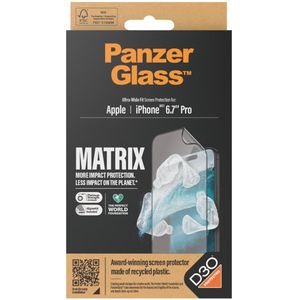 PanzerGlass Matrix Recycled Ultra-Wide Fit Anti-Bacterial Screenprotector incl. applicator voor de iPhone 15 Pro Max