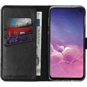 Selencia Echt Lederen Bookcase voor de Samsung Galaxy S10e - Zwart