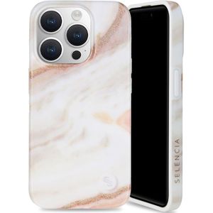 Selencia Aurora Fashion Backcover voor de iPhone 15 Pro - Duurzaam hoesje - 100% gerecycled - Wit Marmer