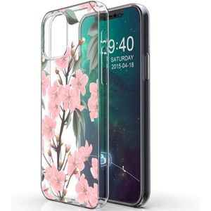 iMoshion Design hoesje voor de iPhone 12 (Pro) - Bloem - Roze / Groen