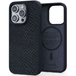 Njorð Collections Salmon Leather MagSafe Case voor de iPhone 15 Pro - Black