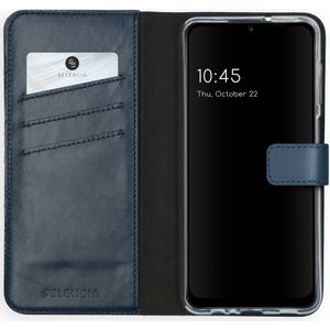 Selencia Echt Lederen Bookcase voor de Samsung Galaxy A12 - Blauw