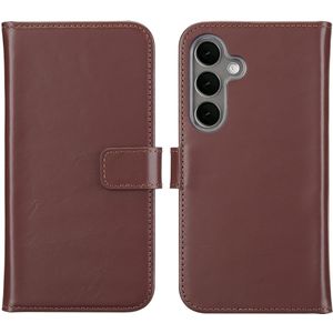 Selencia Echt Lederen Bookcase voor de Samsung Galaxy S25 Plus - Donkerbruin