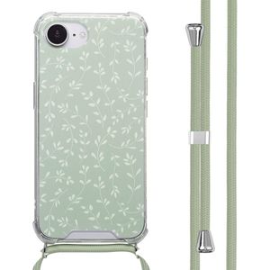 imoshion Design hoesje met koord voor de Apple iPhone 16e - Smoke Green Flowers