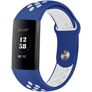 iMoshion Siliconen sport bandje voor de Fitbit Charge 3  /  4 - Blauw / Wit
