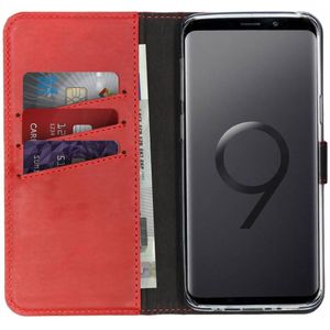 Selencia Echt Lederen Bookcase voor Samsung Galaxy S9 - Rood