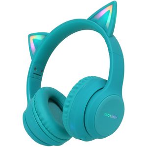 iMoshion Kids LED Light Cat Ear Bluetooth Headphones - Kinder koptelefoon - Draadloze koptelefoon + AUX kabel - Lichtblauw