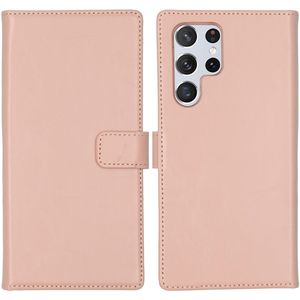 Selencia Echt Lederen Bookcase voor de Samsung Galaxy S22 Ultra - Dusty Pink