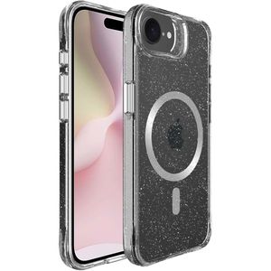 imoshion Clear Glitter Backcover met MagSafe voor de Apple iPhone 16e - Zilver