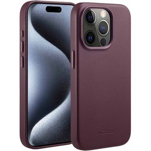 Accezz MagSafe Leather Backcover voor de iPhone 15 Pro - Heath Purple