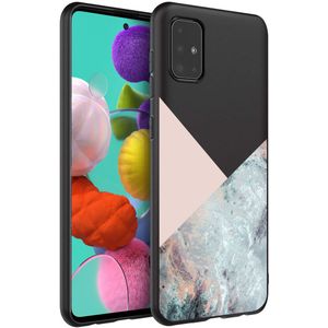 iMoshion Design hoesje voor de Samsung Galaxy A51 - Marmer - Roze / Zwart