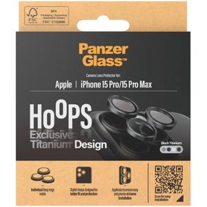 PanzerGlass Camera Protector Hoop Optic Rings voor de iPhone 15 Pro / 15 Pro Max - Black Titanium