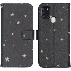 iMoshion Design Softcase Bookcase voor de Samsung Galaxy A21s - Stars Gold