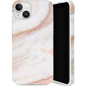 Selencia Aurora Fashion Backcover voor de iPhone 15 Plus - Duurzaam hoesje - 100% gerecycled - Wit Marmer