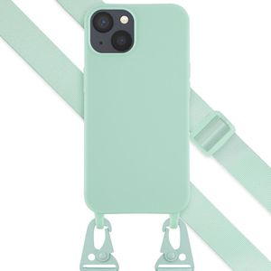 Selencia Siliconen hoesje met afneembaar koord voor de iPhone 13 - Turquoise