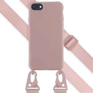Selencia Siliconen hoesje met afneembaar koord voor de iPhone SE (2022 / 2020) / 8 / 7 - Sand Pink
