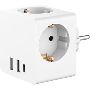 Accezz PowerCube | 6-in-1 - 1x USB-C + 2x USB-A + 3x stopcontact - 4000 watt - Wit