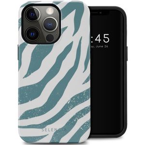 Selencia Vivid Tough Backcover voor de Apple iPhone 13 Pro - Colorful Zebra Pine Blue