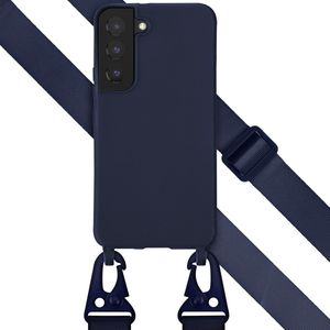 Selencia Siliconen hoesje met afneembaar koord voor de Samsung Galaxy S22 - Donkerblauw