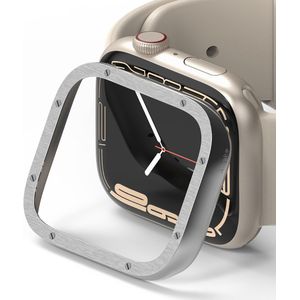 Ringke Bezel Styling voor de Apple Watch Series 7 / 8 / 9 - 41 mm - Hairline Bolts Silver