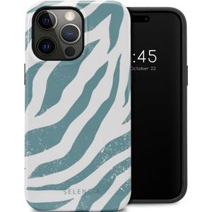 Selencia Vivid Tough Backcover voor de Apple iPhone 14 Pro Max - Colorful Zebra Pine Blue