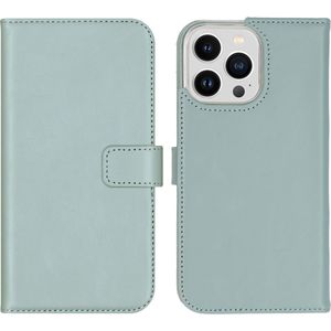 Selencia Echt Lederen Bookcase voor de Apple iPhone 14 Pro Max - Air Blue