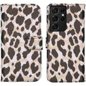 iMoshion Design Softcase Bookcase voor de Samsung Galaxy S21 Ultra - Golden Leopard