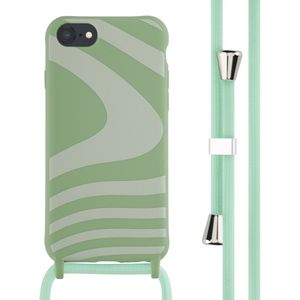 iMoshion Siliconen design hoesje met koord voor de iPhone SE (2022 / 2020) / 8 / 7 - Retro Green