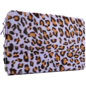 imoshion Fluffy Laptop hoes 13-14 inch - Laptopsleeve - Leopard Lilac