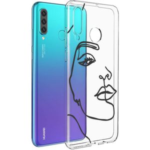 iMoshion Design hoesje voor de Huawei P30 Lite - Abstract Gezicht - Zwart