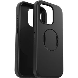 OtterBox Otter + Pop Symmetry Backcover voor de Apple iPhone 15 Pro - Zwart