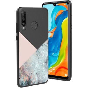 iMoshion Design hoesje voor de Huawei P30 Lite - Marmer - Roze / Zwart