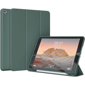 Accezz Smart Silicone Bookcase voor de Apple iPad 9 (2021) 10.2 inch / iPad 8 (2020) 10.2 inch / iPad 7 (2019) 10.2 inch - Donkergroen