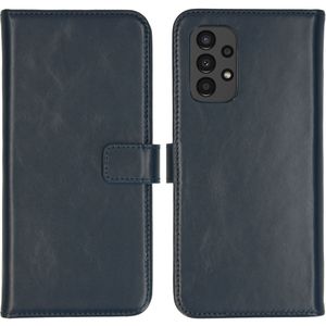 Selencia Echt Lederen Bookcase voor de Samsung Galaxy A13 (4G) - Blauw