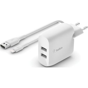 Belkin Boost↑Charge™ Dual USB Wall Charger + Lightning kabel - 24W - Wit