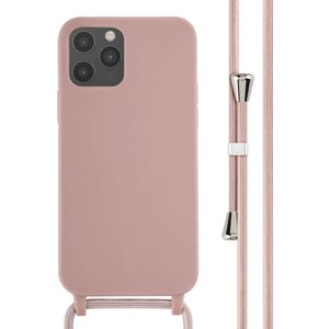 iMoshion Siliconen hoesje met koord voor de iPhone 12 (Pro) - Sand Pink