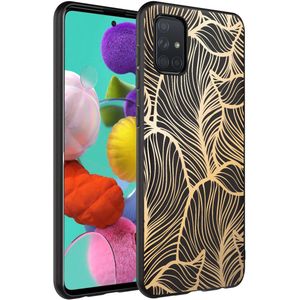 iMoshion Design hoesje voor de Samsung Galaxy A71 - Bladeren / Zwart