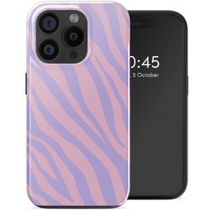 Selencia Vivid Tough Backcover met MagSafe voor de Apple iPhone 15 Pro - Zebra Light Pink Lilac