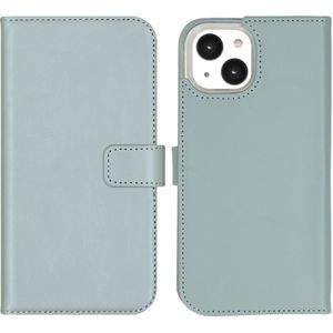 Selencia Echt Lederen Bookcase voor de Apple iPhone 14 - Air Blue