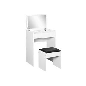 HOMCOM Schminktisch Kosmetiktisch mit Hocker und Klappspiegel, Frisiertisch in Weiß 60x40x79cm, ideal für Schlafzimmer & Make-up  Aosom.de