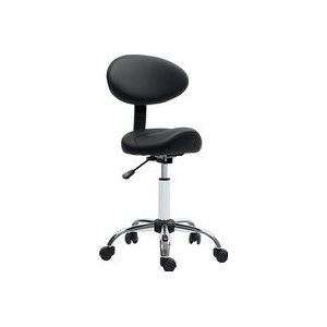 HOMCOM Rollhocker mit höhenverstellbarer Sitzfläche 51-67 cm und Rückenlehne, drehbarer Rollhocker für Massagestudio, Tattoo, Klinik, Spa, Schwarz  Aosom