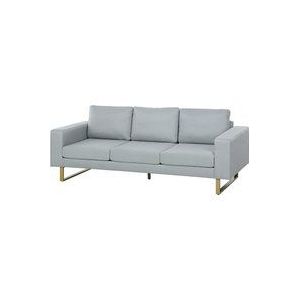 HOMCOM 3 Sitzer Sofa Dreisitzer Stoffsofa mit Kissen Armlehne Leinenoptik für Schlafzimmer 200 x 82 x 78 cm Hellgrau  Aosom