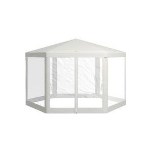 4x4m Sechseckiges Partyzelt mit Moskitonetz, Gartenzelt aus Polyester und Metall, Creme für Gartenfeiern & Veranstaltungen  Aosom.de