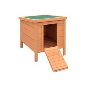 PawHut Kleintierstall Kleintierkäfig 51x42x43 cm mit aufklappbarem Asphaltdach und Rampe, Nagerkäfig Katzenhaus aus Tannenholz  Aosom.de