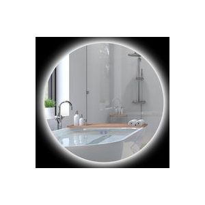 kleankin LED-Runder Badezimmerspiegel 80 cm Wandspiegel mit Touch-Schalter, Anti-Beschlag-System, einstellbare Helligkeit, 20,5W+26W Weiß und Silber  Aosom