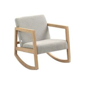 HOMCOM Schaukelstuhl Stillstuhl Schaukelsessel aus Wollbouclé-Stoff mit massiven Kautschukholzbeinen, Schaukelstuhl für Schlafzimmer, Wohnzimmer - 60 x 81 x 71 cm Grau  Aosom